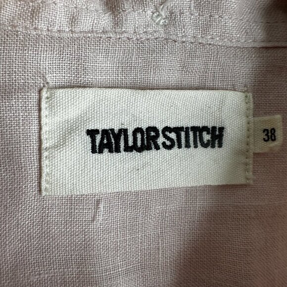 Taylor Stitch Shirt Mens 38 Pink Linen Long Sleeve Button Up Casual Lightweight - Picture 6 of 14